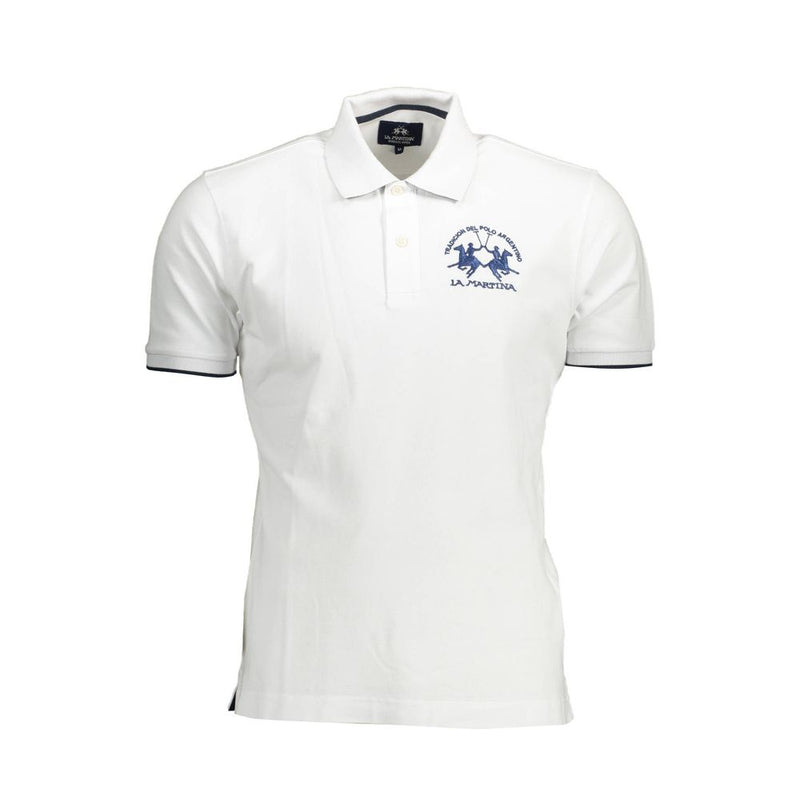 Elegant Short-Sleeved White Polo for Men-La Martina-LabelTerrace.com