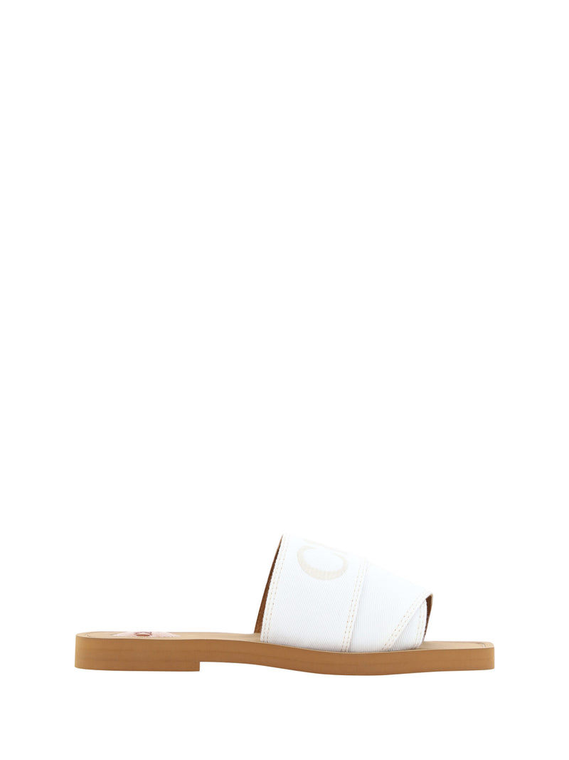 Elegant White Cotton Slide Sandals-Chloé-LabelTerrace.com