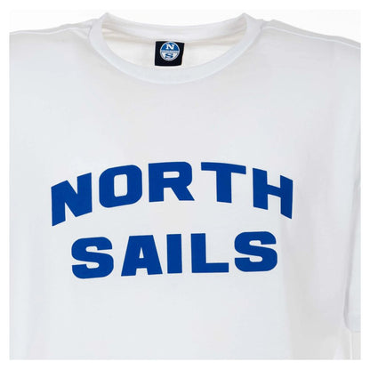 Elegant White Cotton Tee with Bold Blue Logo-North Sails-LabelTerrace.com