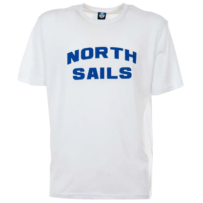 Elegant White Cotton Tee with Bold Blue Logo-North Sails-LabelTerrace.com