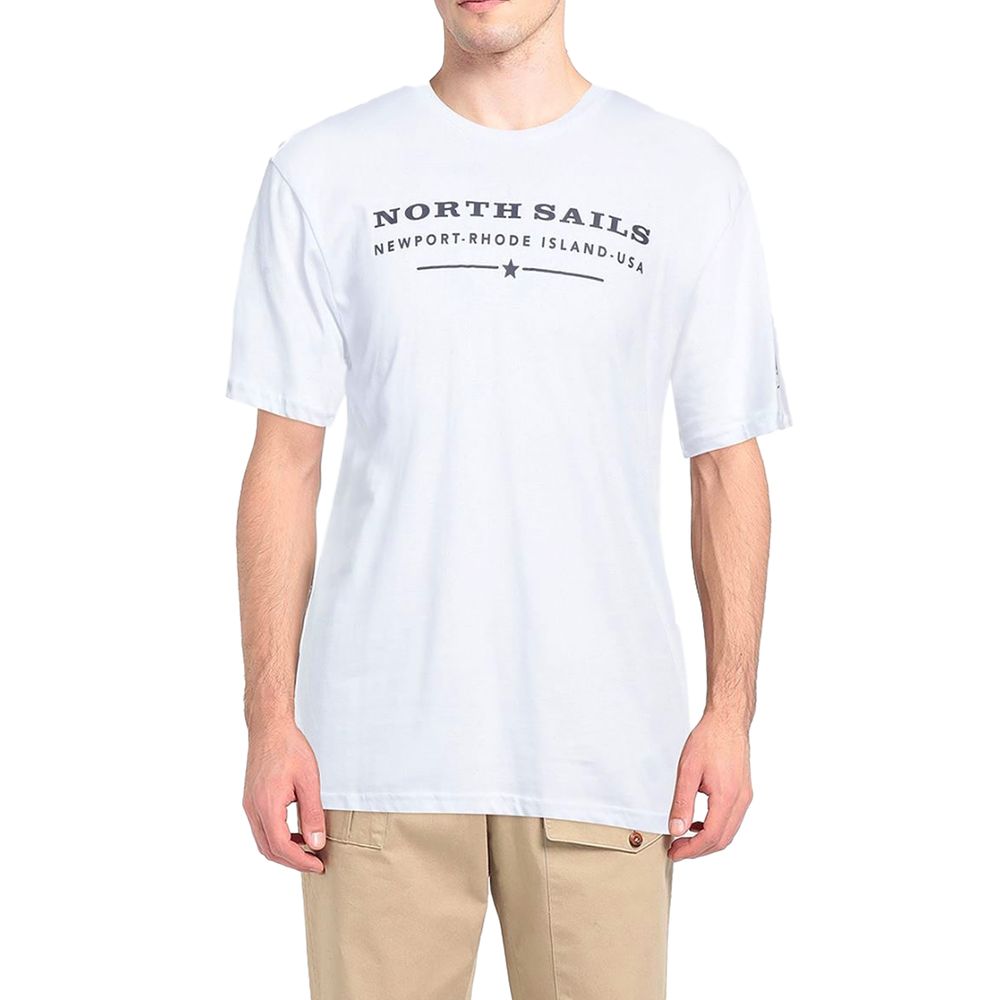 Elegant White Cotton Tee with Chest Print-North Sails-LabelTerrace.com