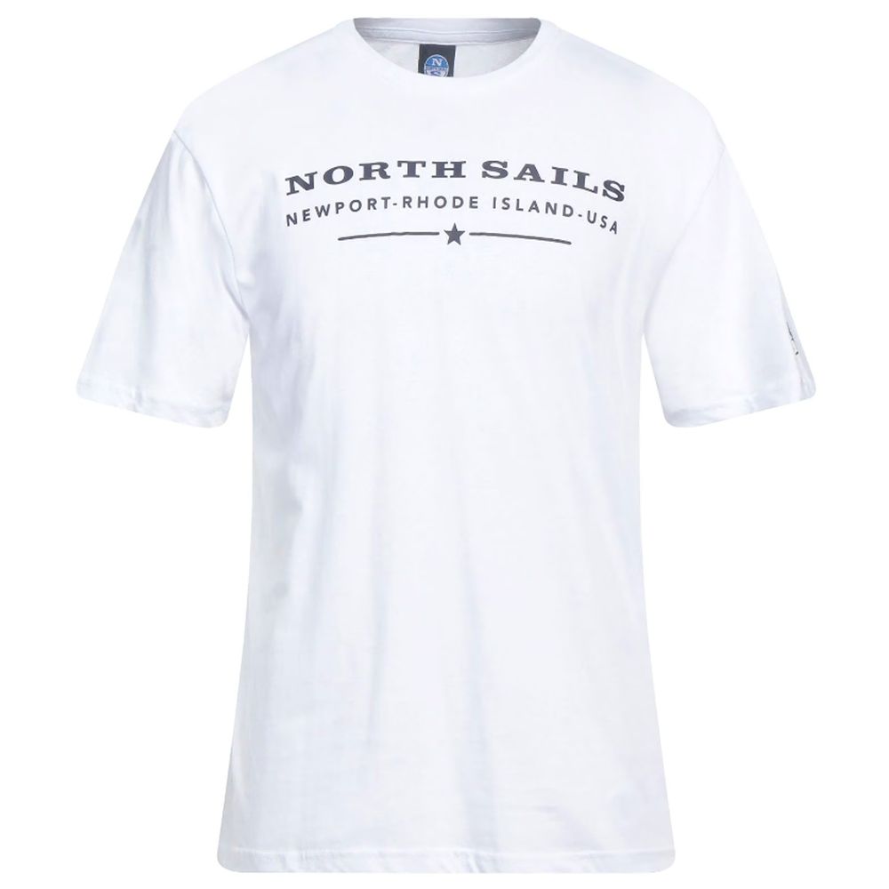 Elegant White Cotton Tee with Chest Print-North Sails-LabelTerrace.com