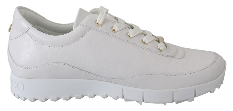 Elegant White Leather Sneakers-Jimmy Choo-LabelTerrace.com