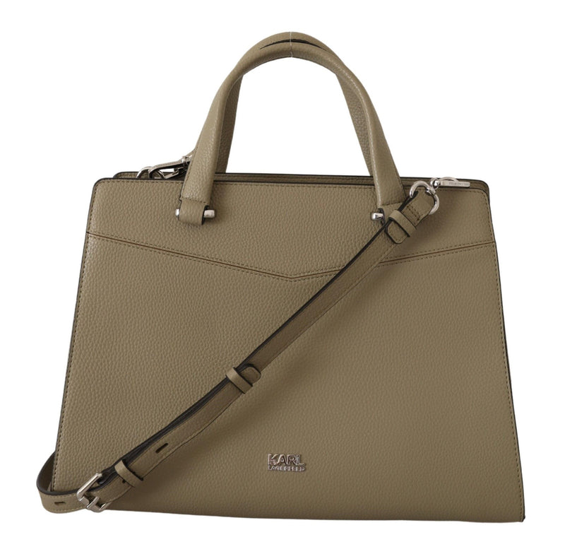 Enchanting Sage Green Leather Tote-Karl Lagerfeld-LabelTerrace.com