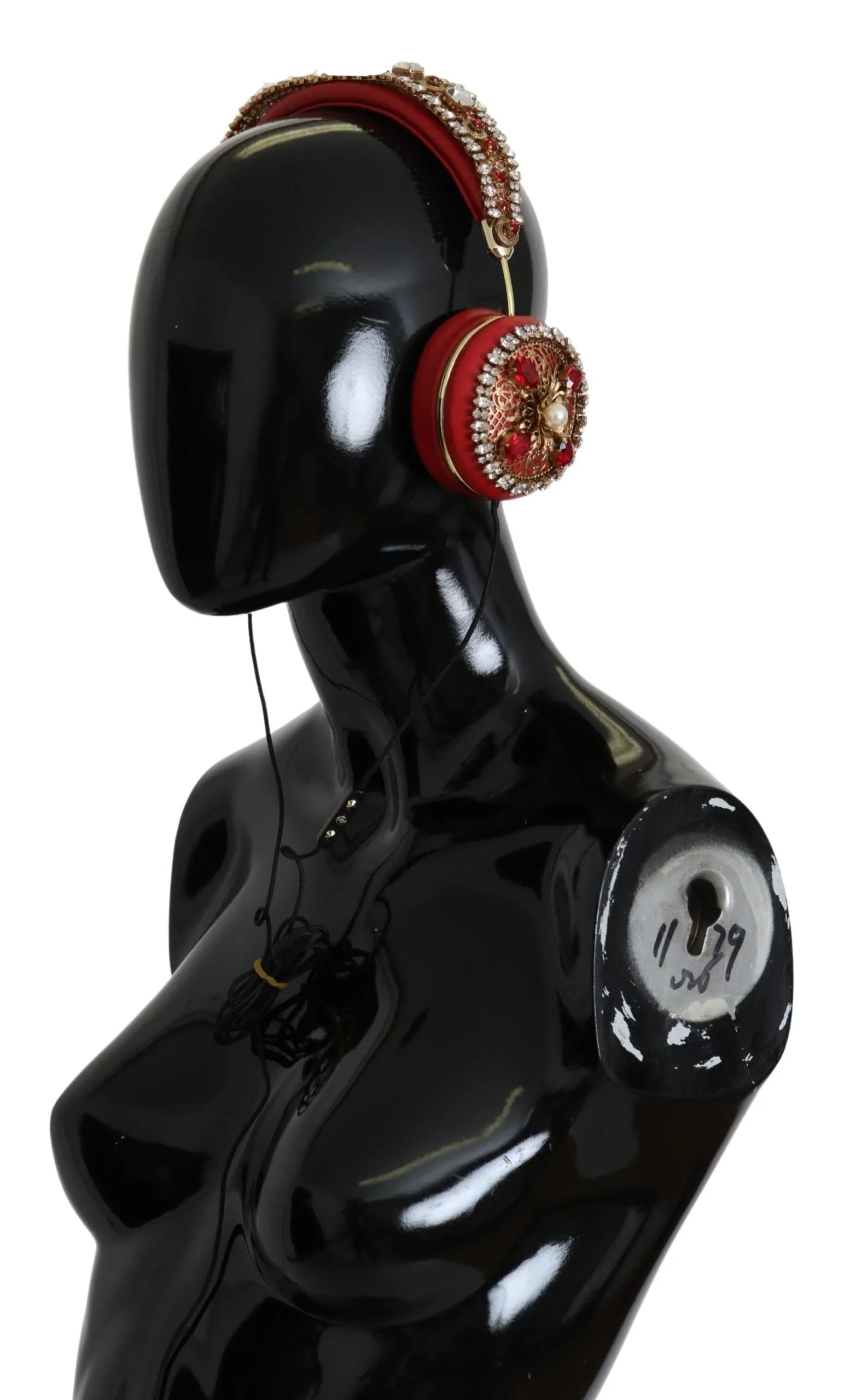 FRENDS Leather Red Floral Crystal Headset Headphones-Dolce & Gabbana-LabelTerrace.com