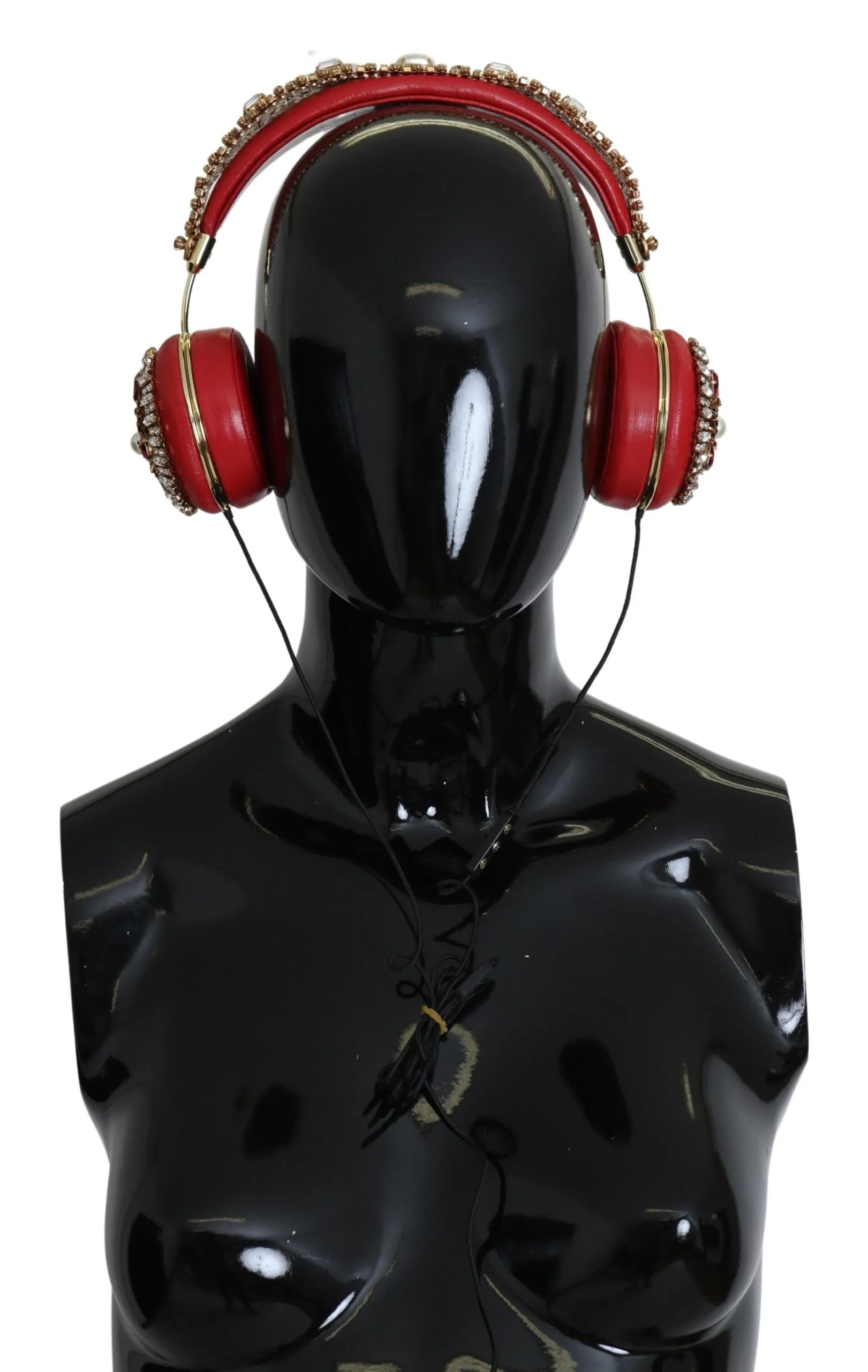 FRENDS Leather Red Floral Crystal Headset Headphones-Dolce & Gabbana-LabelTerrace.com