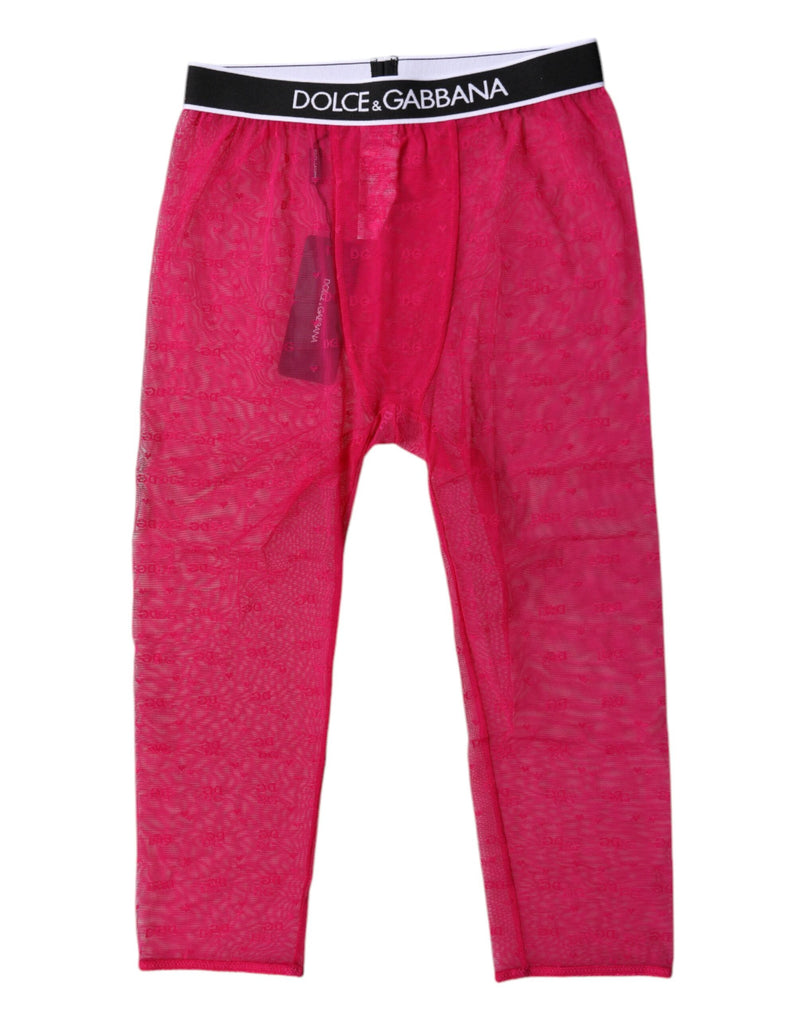 Fuchsia DG Logo Nylon Cropped Tights Underwear-Dolce & Gabbana-LabelTerrace.com