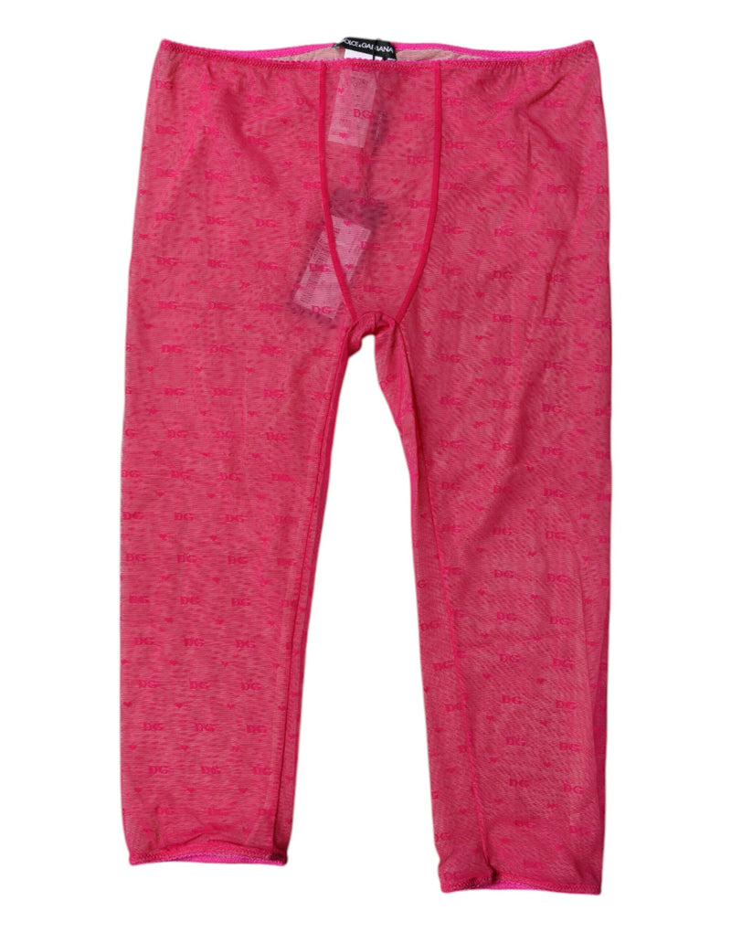 Fuchsia Logo Lace Lingerie Cropped Tight Underwear-Dolce & Gabbana-LabelTerrace.com