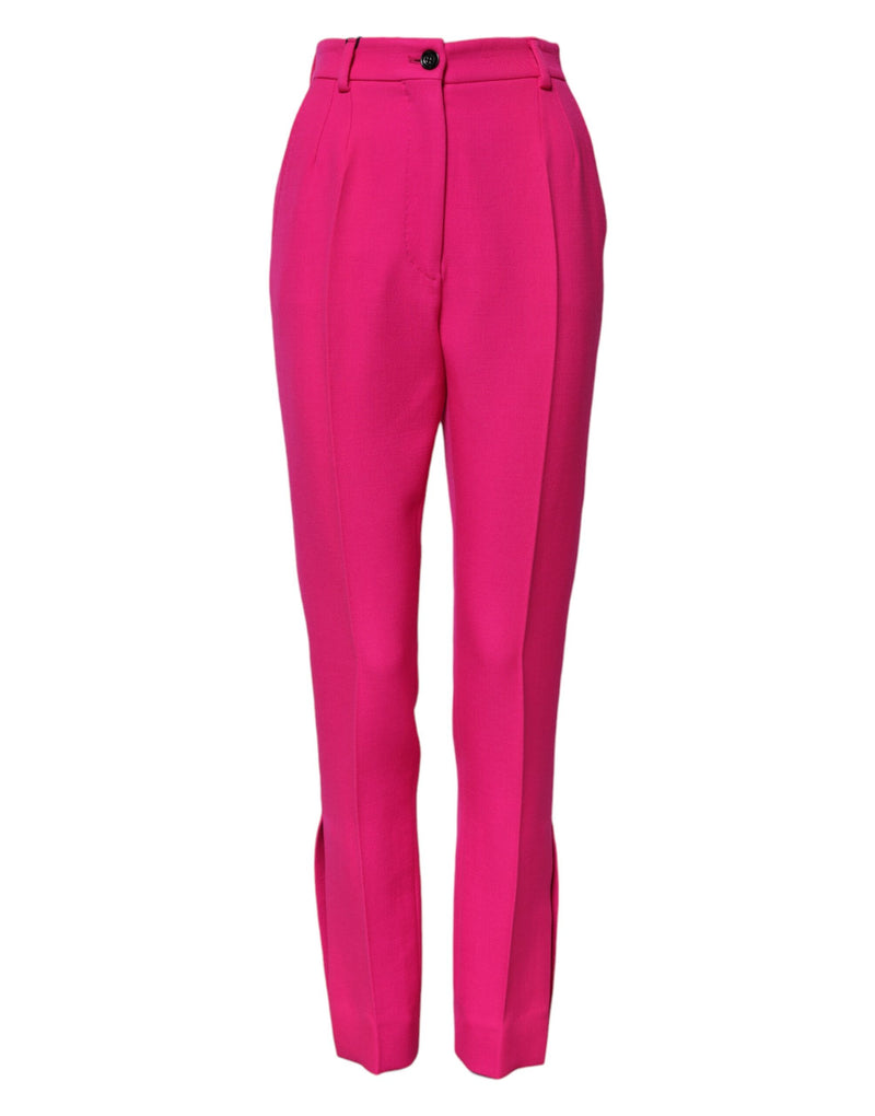 Fuchsia Pink HighWaist Tapered Trouser Pants-Dolce & Gabbana-LabelTerrace.com