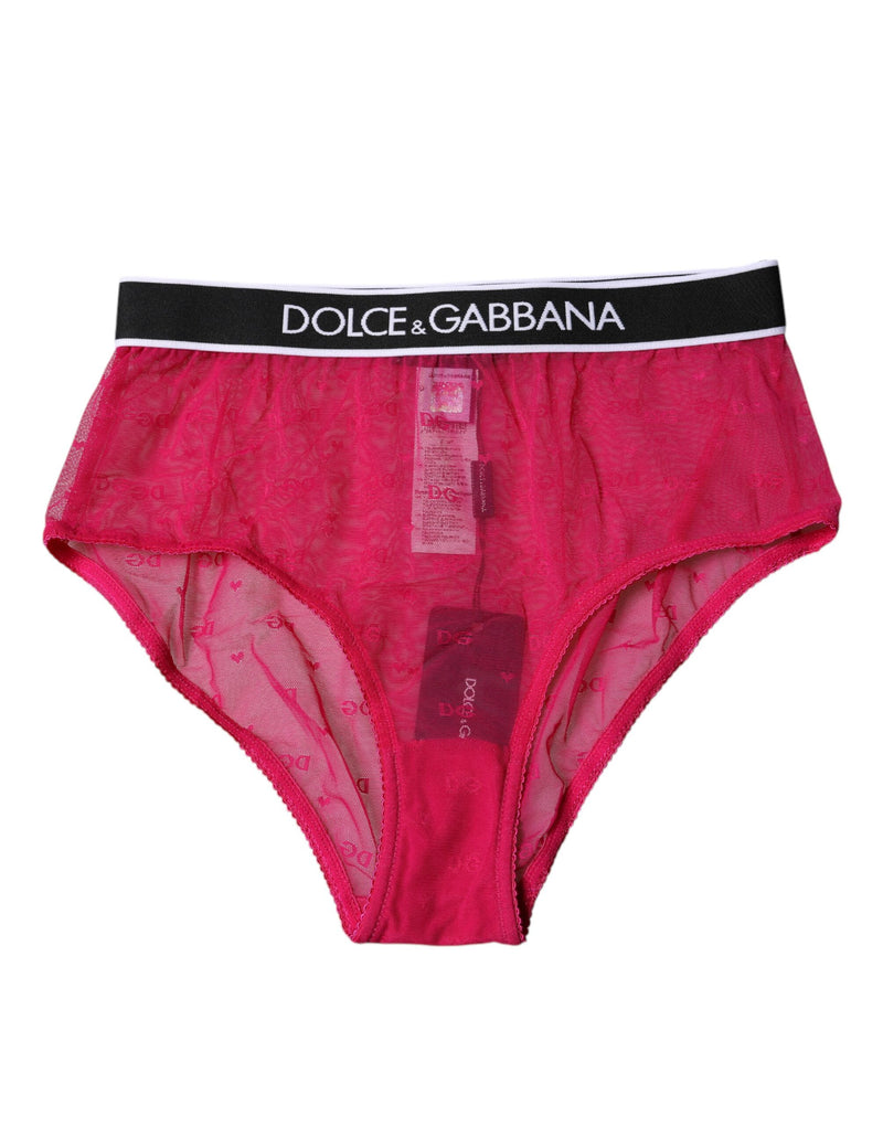 Fuchsia Tulle Nylon Mid Waist Panty Underwear-Dolce & Gabbana-LabelTerrace.com