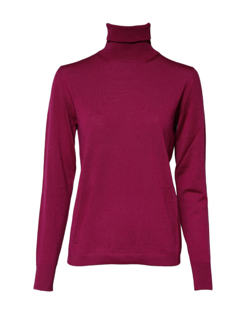Fuchsia Wool Long Sleeves Turtleneck Sweater-Dolce & Gabbana-LabelTerrace.com