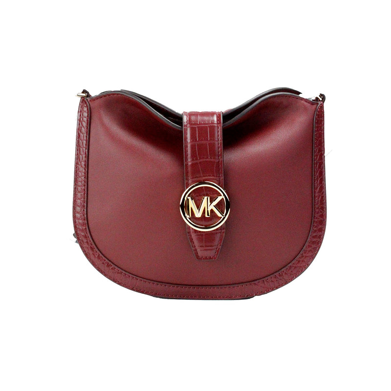 Gabby Small Dark Cherry Leather Foldover Hobo Crossbody Bag-Michael Kors-LabelTerrace.com