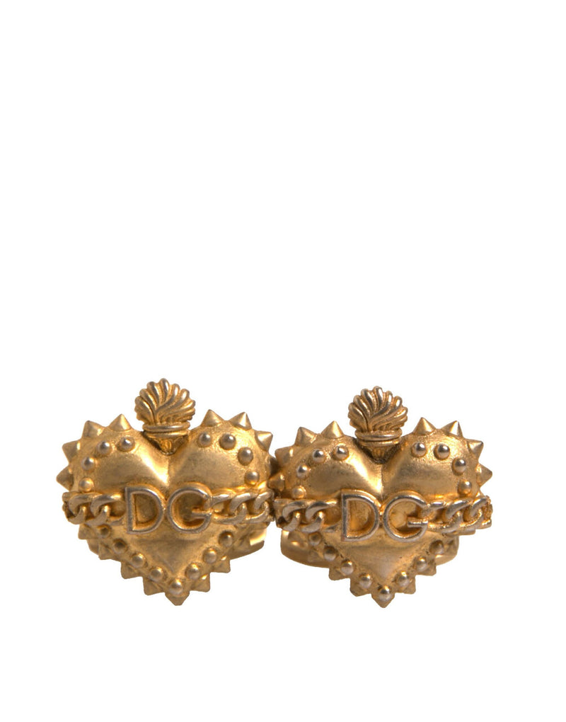 Gold 925 Sterling Silver DG Heart Cufflink-Dolce & Gabbana-LabelTerrace.com