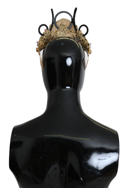 Gold Brass Floral Crystals LED Lights Crown Tiara Diadem-Dolce & Gabbana-LabelTerrace.com