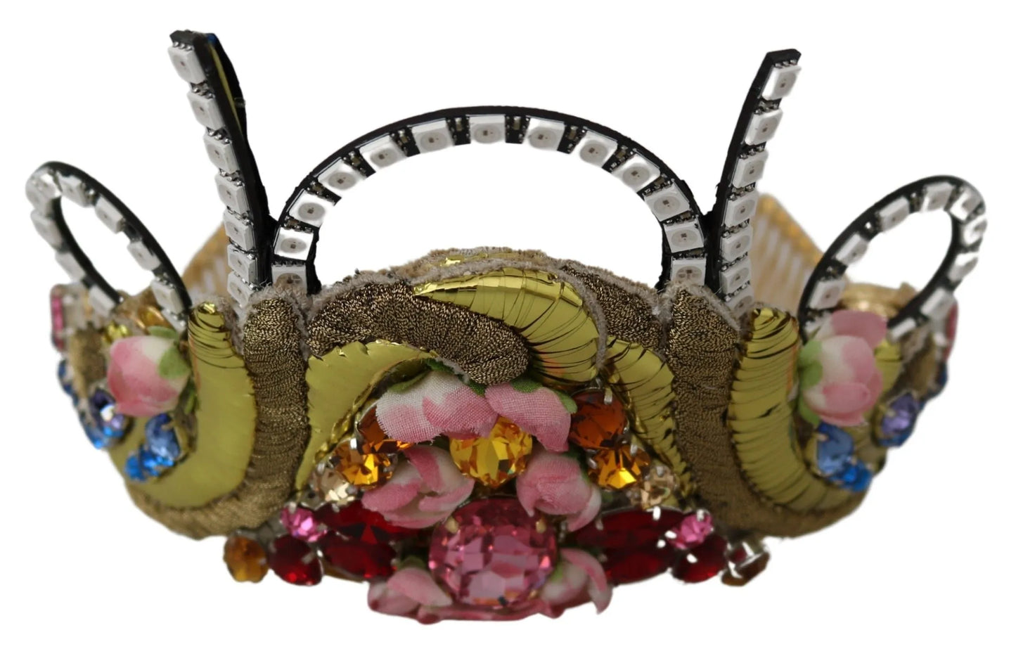 Gold Brass Floral Crystals LED Lights Crown Tiara Diadem-Dolce & Gabbana-LabelTerrace.com