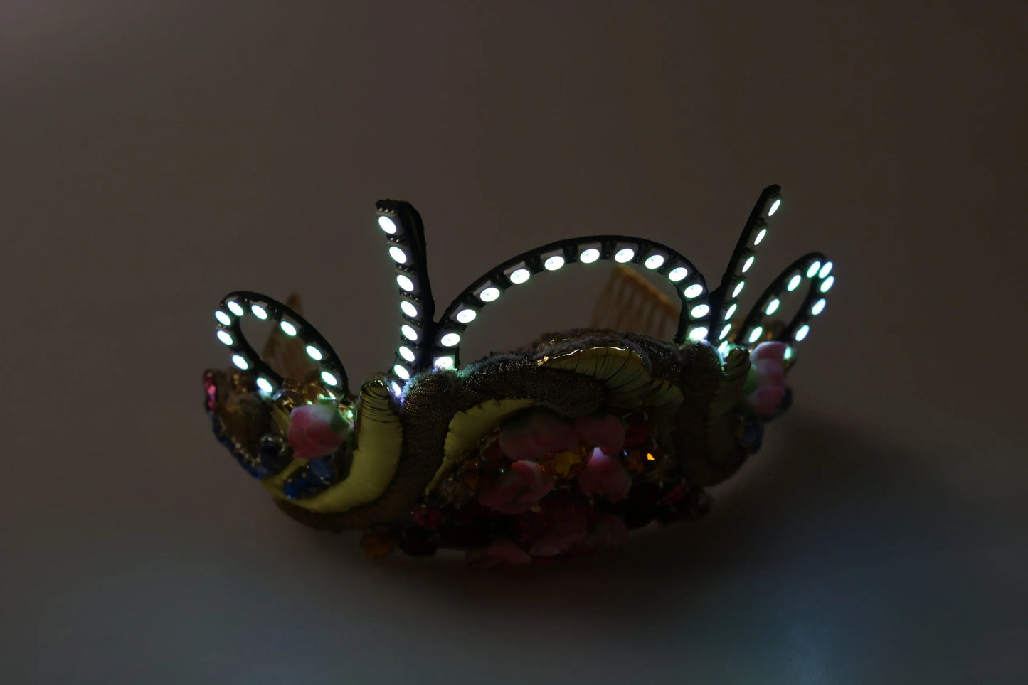 Gold Brass Floral Crystals LED Lights Crown Tiara Diadem-Dolce & Gabbana-LabelTerrace.com