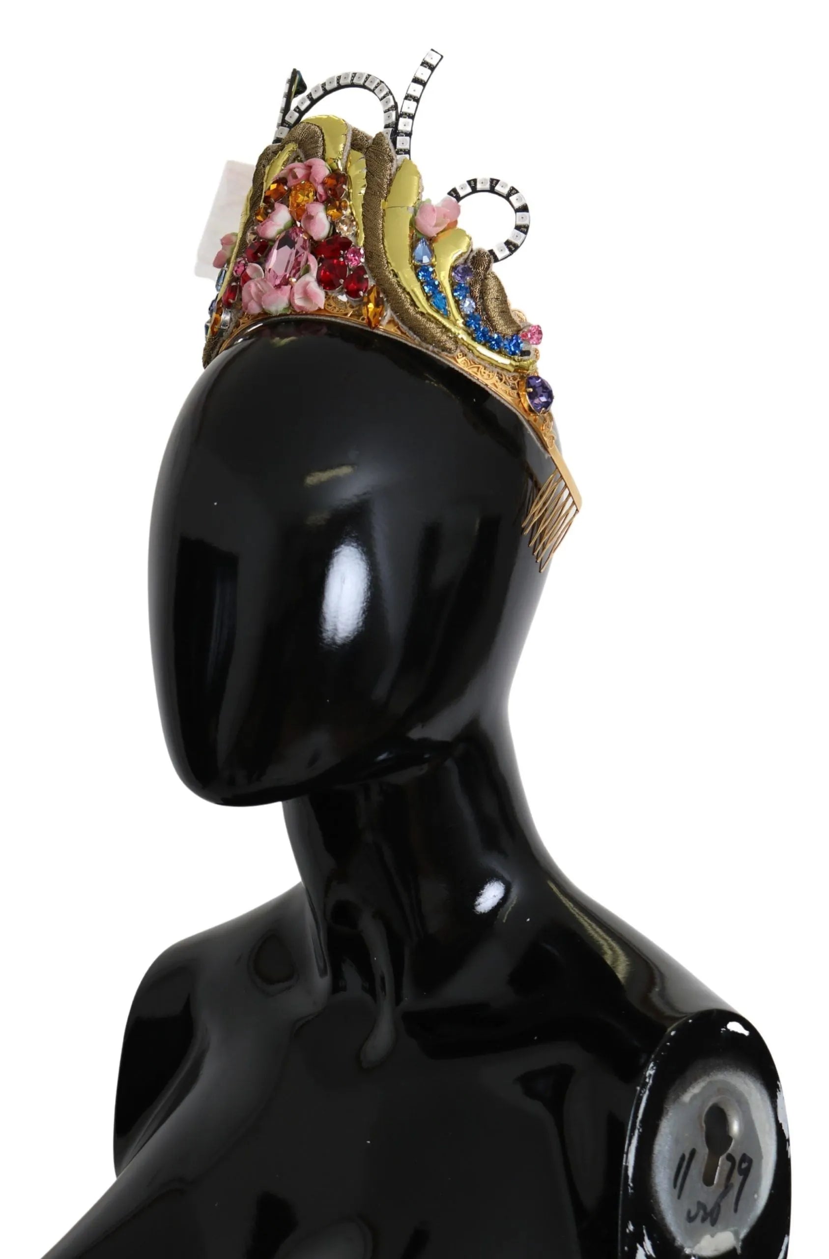 Gold Brass Floral Crystals LED Lights Crown Tiara Diadem-Dolce & Gabbana-LabelTerrace.com