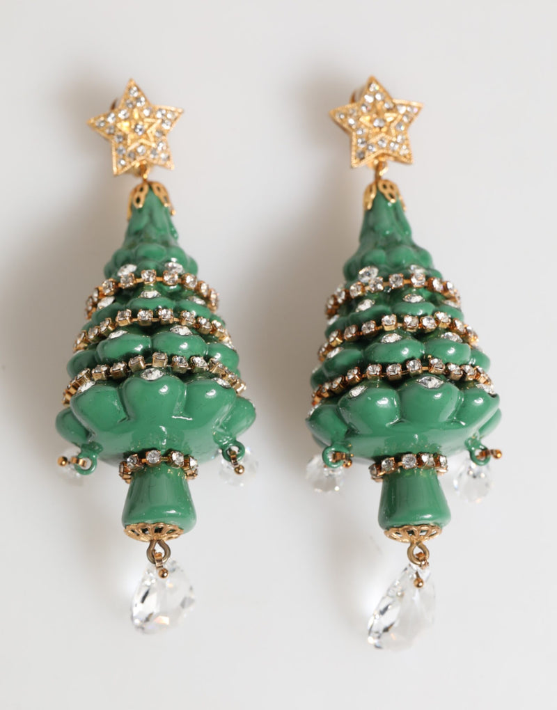 Gold Brass Multicolour Christmas Tree Earrings-Dolce & Gabbana-LabelTerrace.com