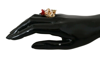 Gold Brass Resin Beige Dog Pet Branded Accessory Ring-Dolce & Gabbana-LabelTerrace.com