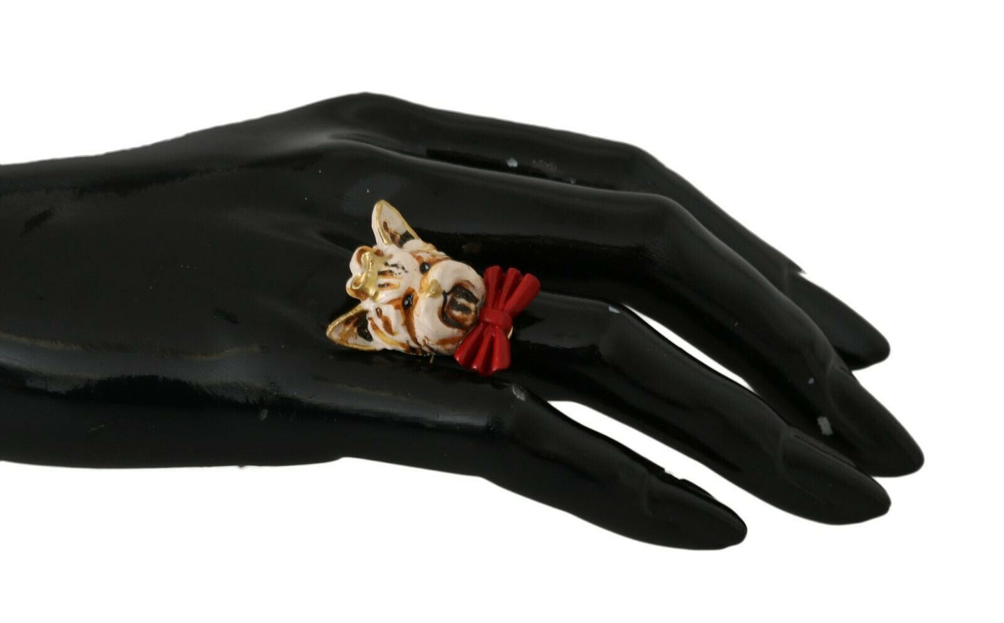 Gold Brass Resin Beige Dog Pet Branded Accessory Ring-Dolce & Gabbana-LabelTerrace.com