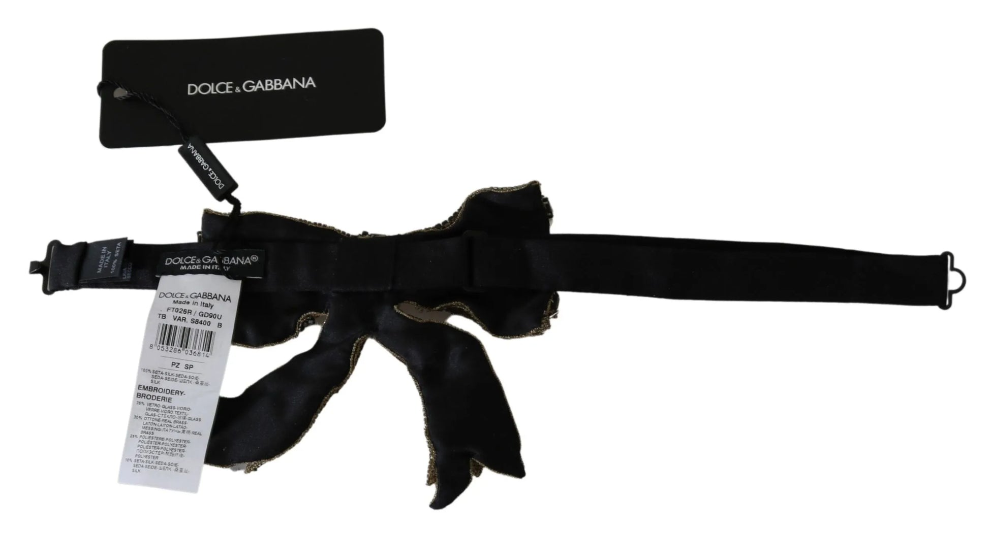 Gold Crystal Beaded Sequined 100% Silk Catwalk Necklace-Dolce & Gabbana-LabelTerrace.com