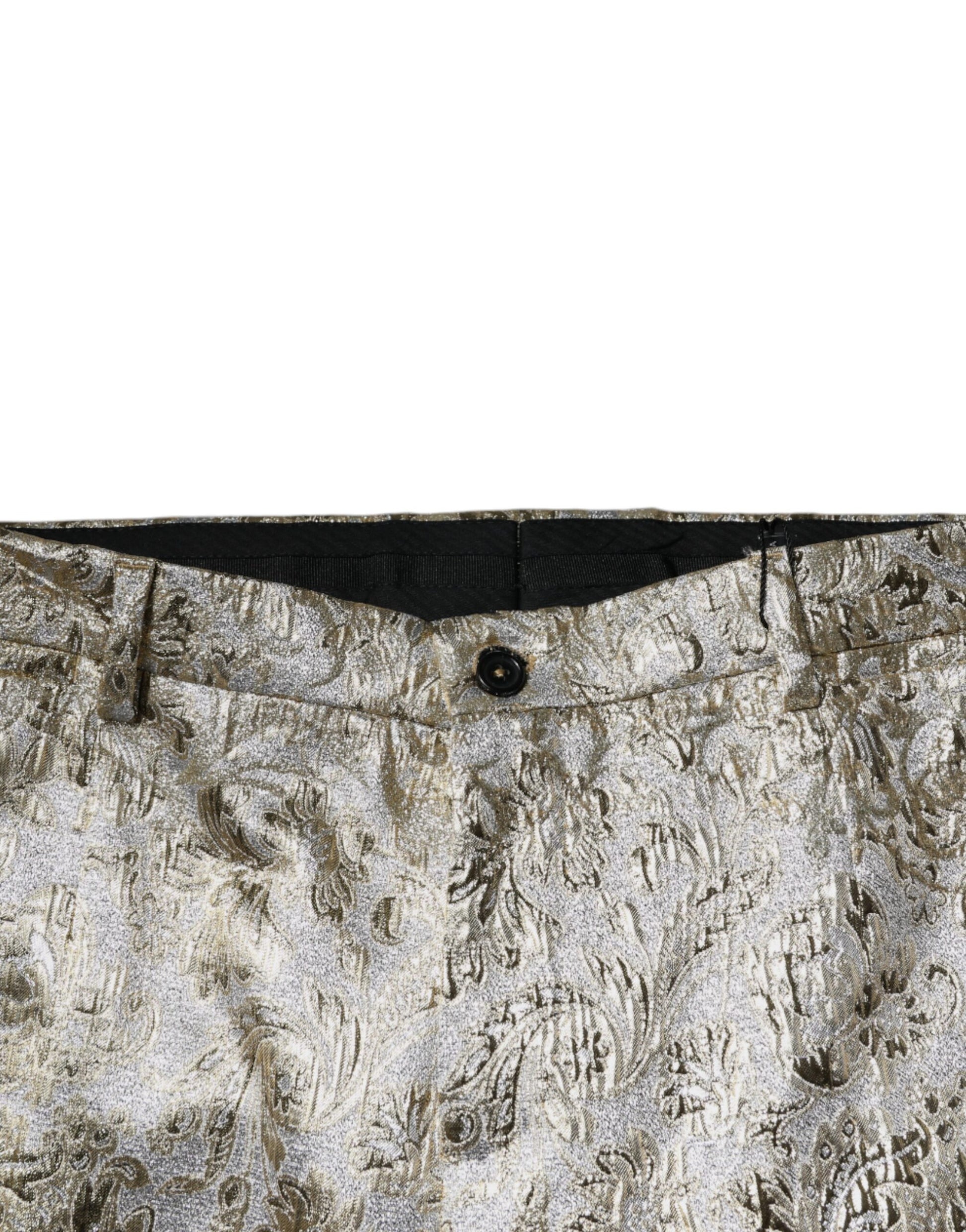 Gold Floral Jacquard Men Dress Pants-Dolce & Gabbana-LabelTerrace.com