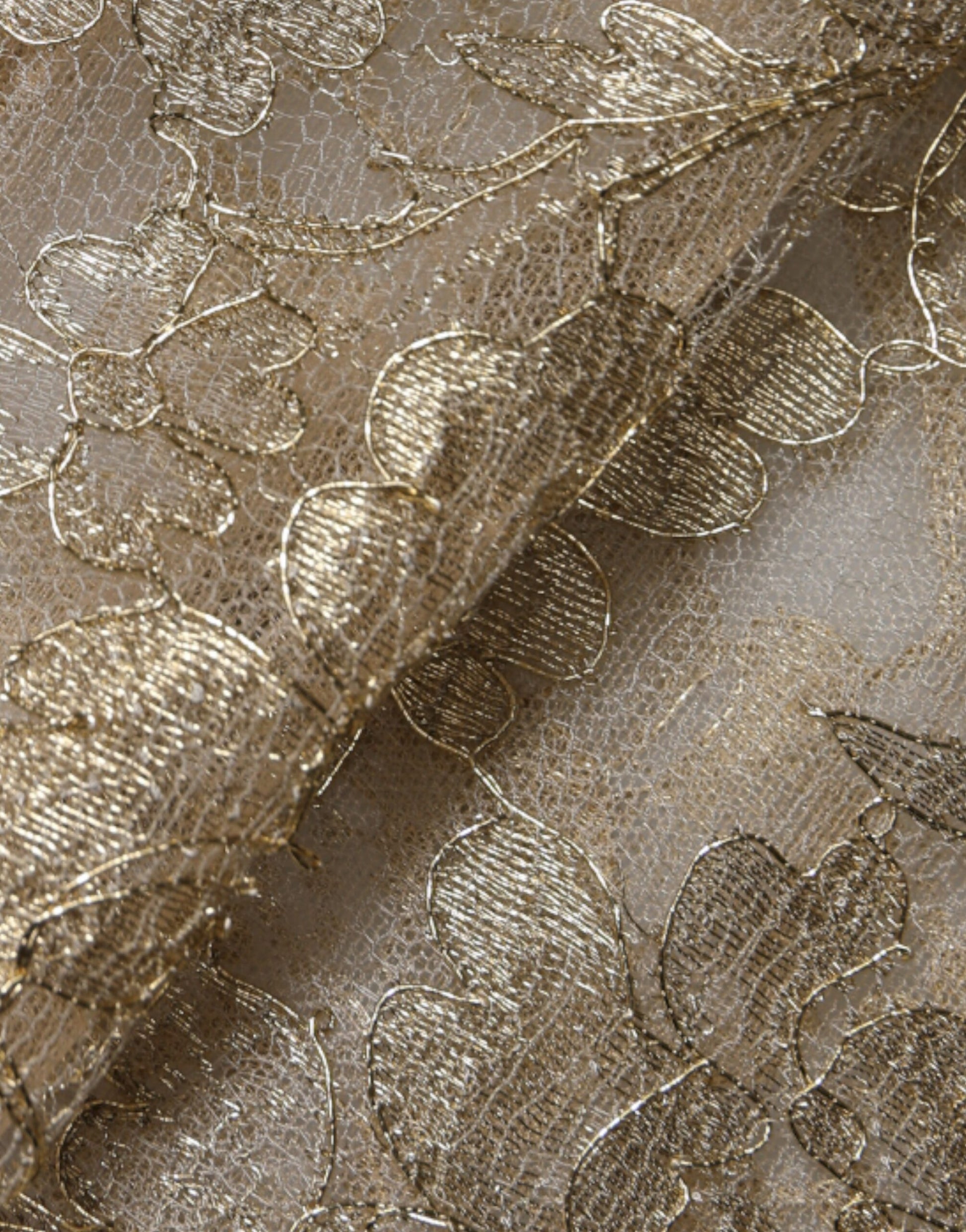 Gold Floral Lace A-line Sheath Mini Dress-Dolce & Gabbana-LabelTerrace.com