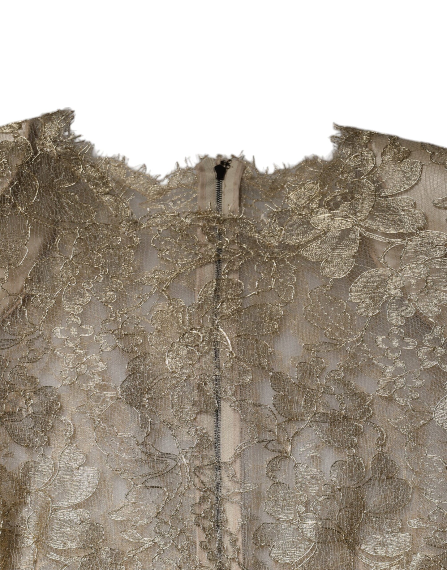 Gold Floral Lace A-line Sheath Mini Dress-Dolce & Gabbana-LabelTerrace.com