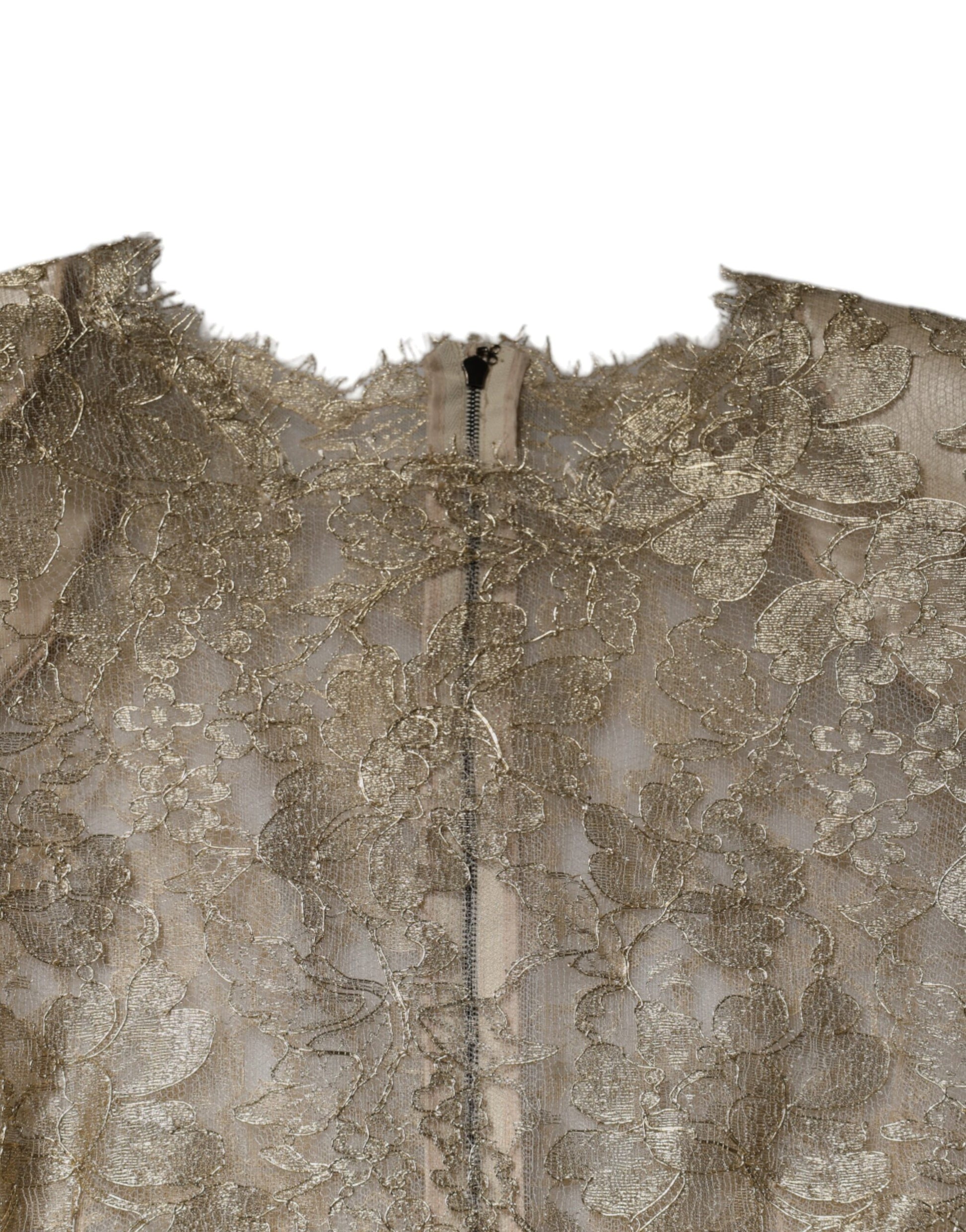 Gold Floral Lace A-line Sheath Mini Dress-Dolce & Gabbana-LabelTerrace.com