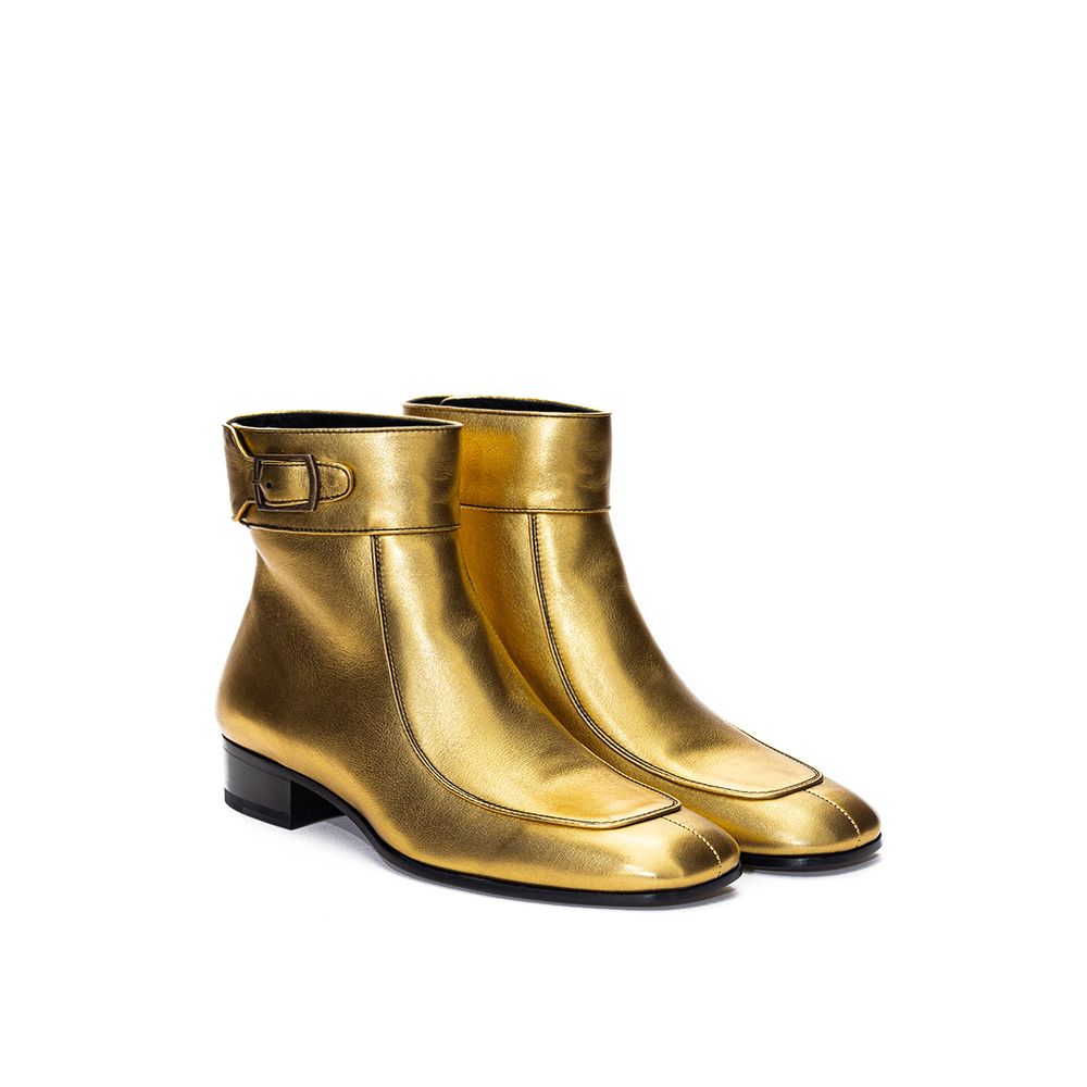 Gold Leather Boot-Saint Laurent-LabelTerrace.com