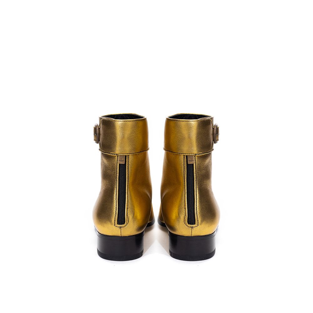 Gold Leather Boot-Saint Laurent-LabelTerrace.com