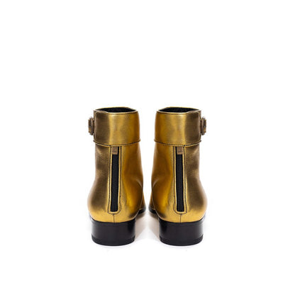 Gold Leather Boot-Saint Laurent-LabelTerrace.com