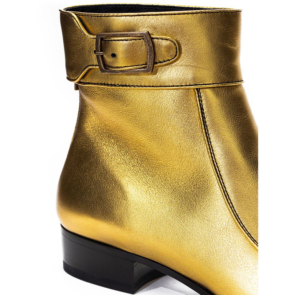 Gold Leather Boot-Saint Laurent-LabelTerrace.com