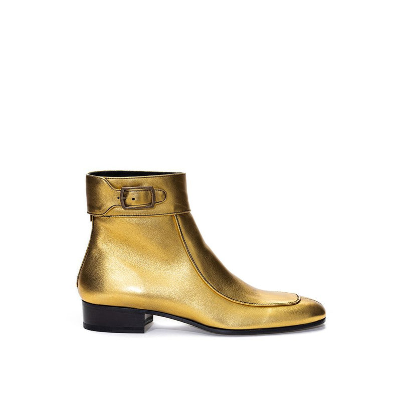 Gold Leather Boot-Saint Laurent-LabelTerrace.com