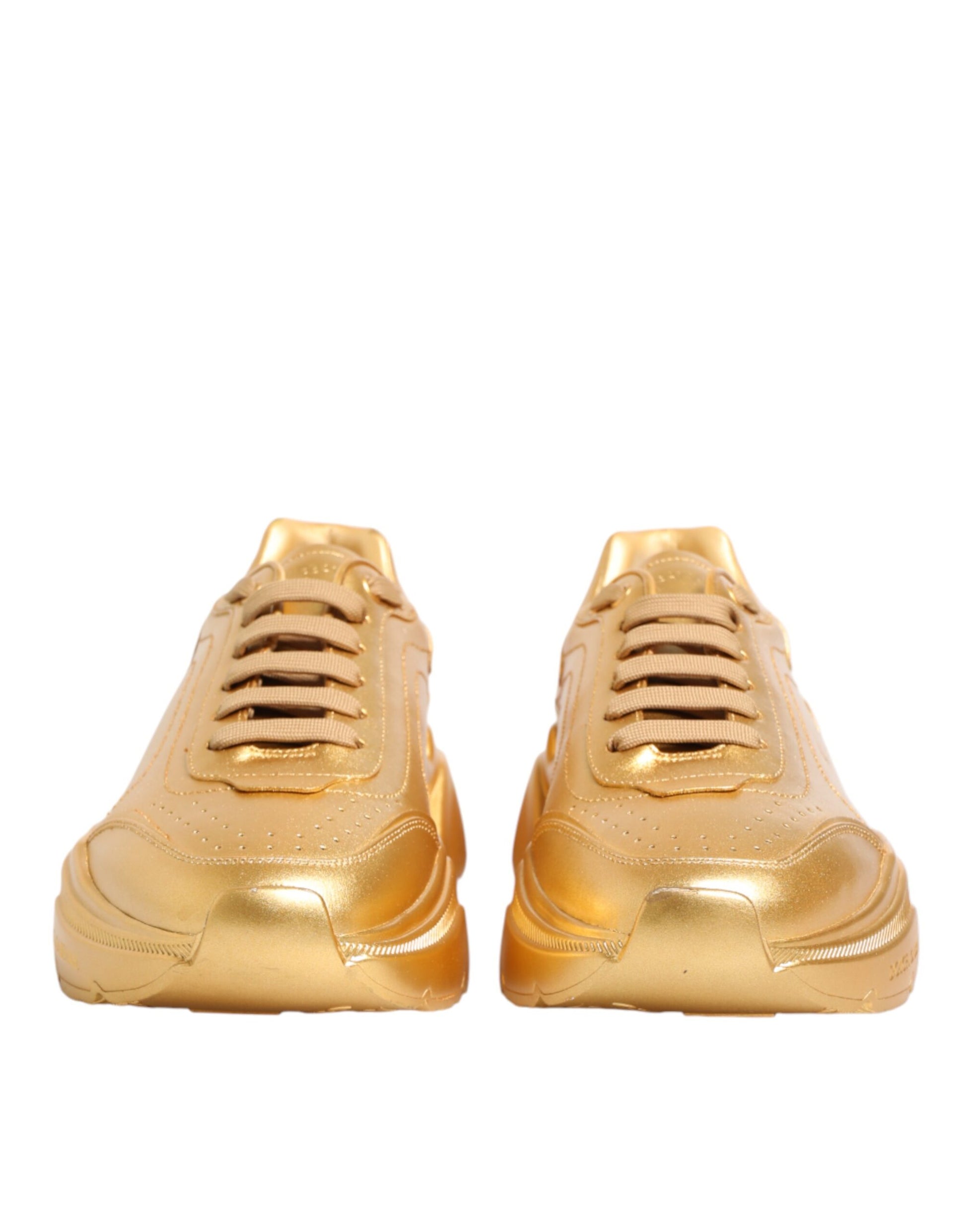 Gold Leather Daymaster Chunky Sneakers Shoes