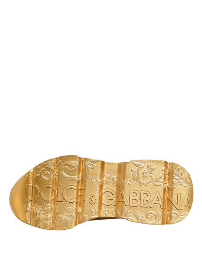 Gold Leather Daymaster Chunky Sneakers Shoes