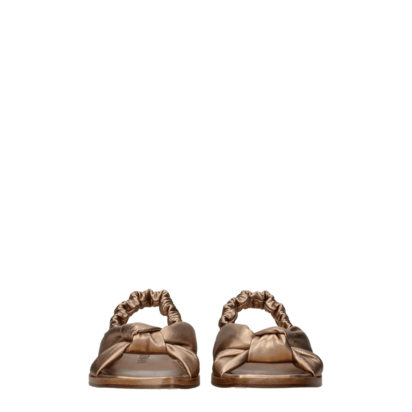 Gold Leather Flat Sandals-Stuart Weitzman-LabelTerrace.com