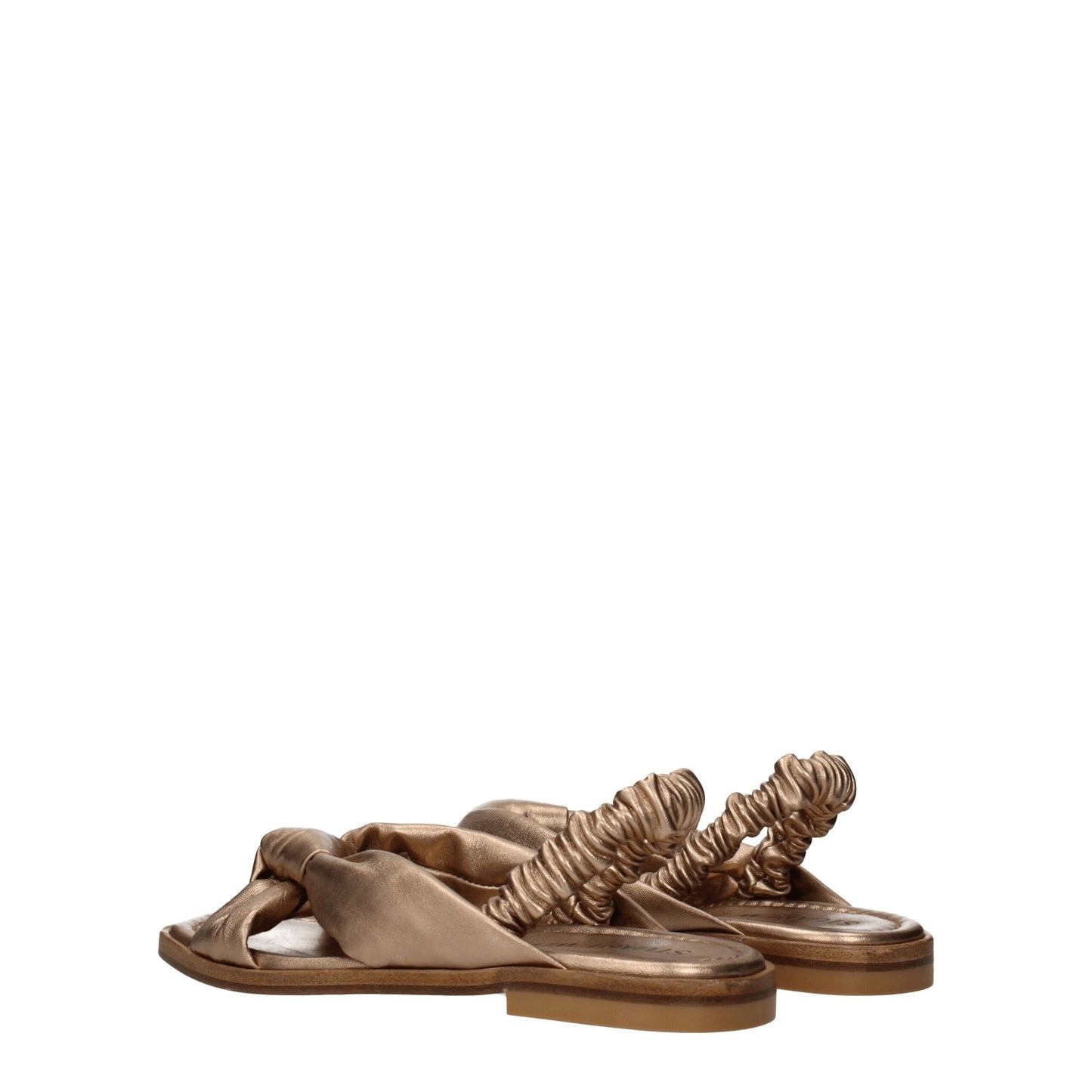 Gold Leather Flat Sandals-Stuart Weitzman-LabelTerrace.com