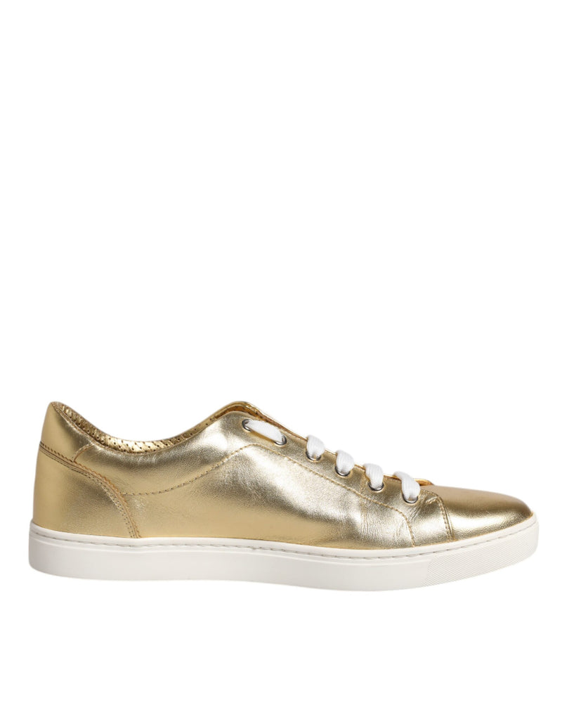 Gold Leather Logo London Men Sneakers Shoes-Dolce & Gabbana-LabelTerrace.com