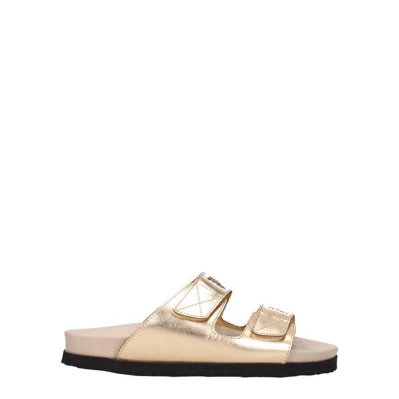 Gold Leather Slippers