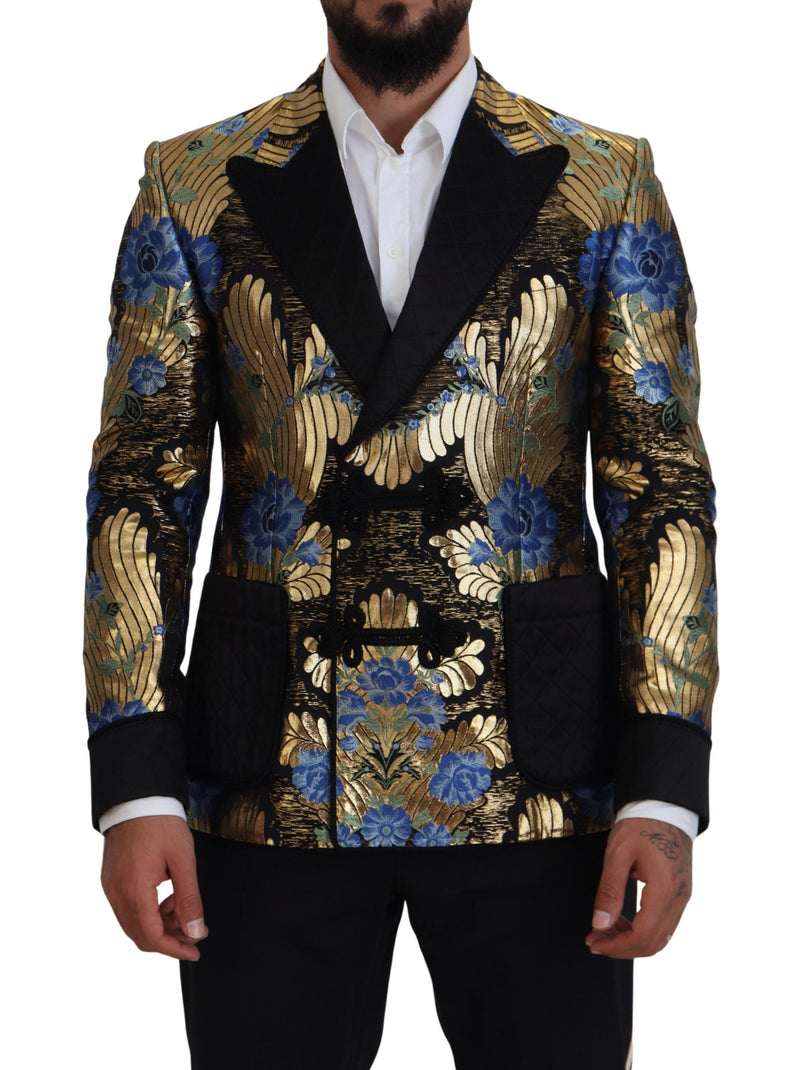 Gold Lurex Double Breasted Jacket Blazer-Dolce & Gabbana-LabelTerrace.com