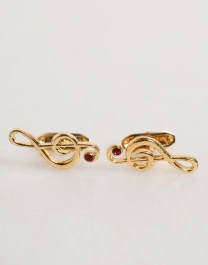 Gold Musical Note Metal Brass Pin Men Accessory Cufflinks-Dolce & Gabbana-LabelTerrace.com
