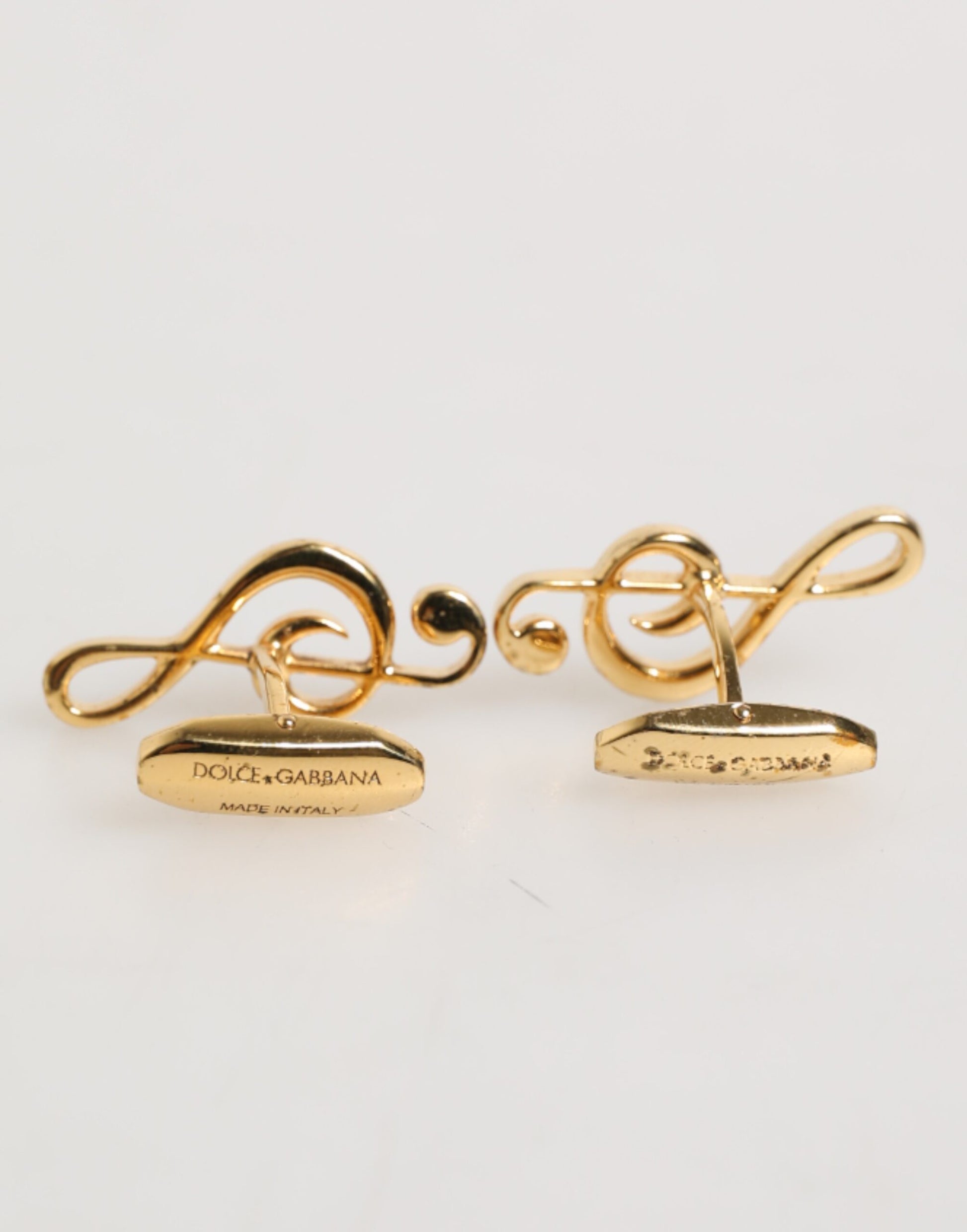 Gold Musical Note Metal Brass Pin Men Accessory Cufflinks-Dolce & Gabbana-LabelTerrace.com