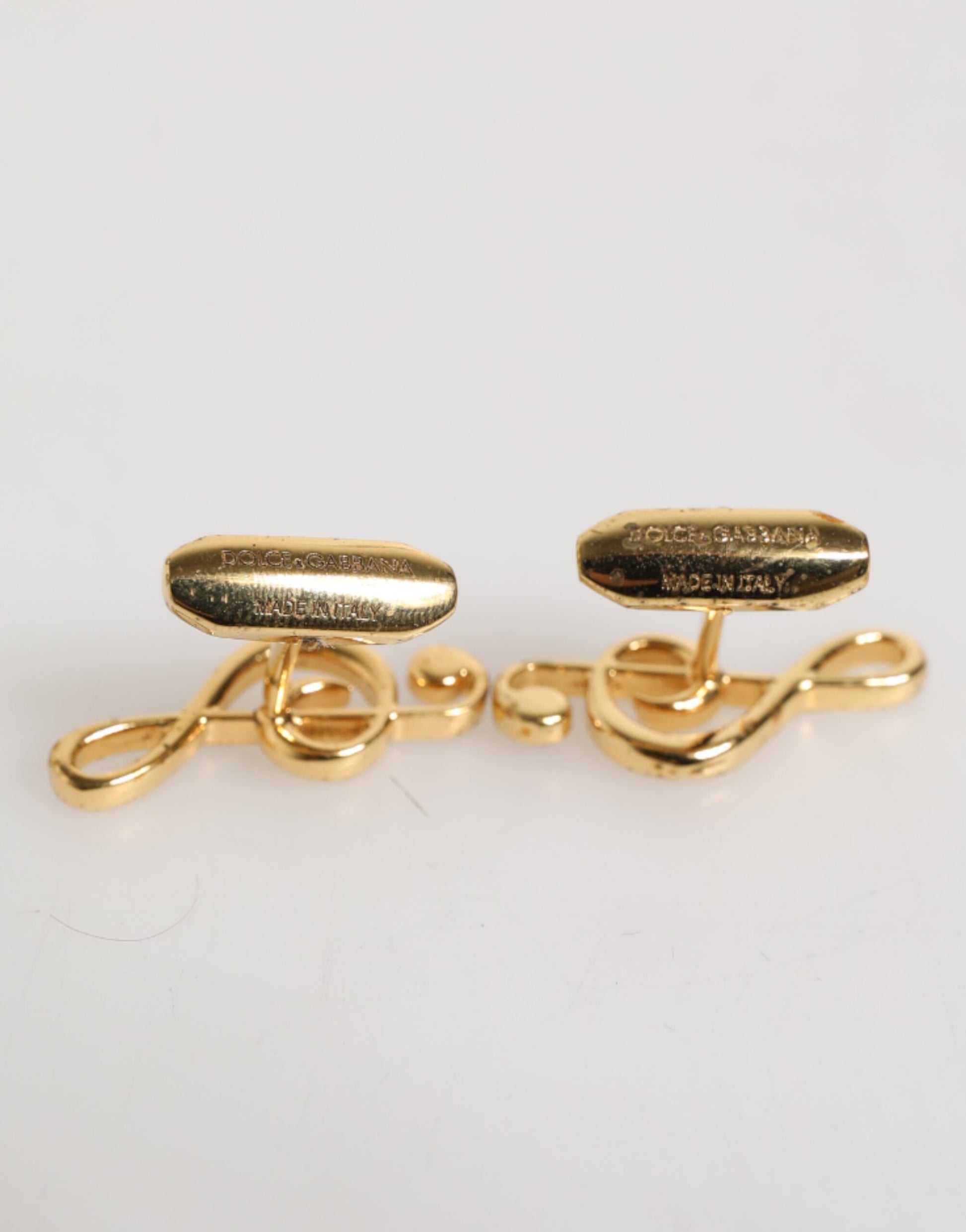 Gold Musical Note Metal Brass Pin Men Accessory Cufflinks-Dolce & Gabbana-LabelTerrace.com