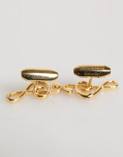 Gold Musical Note Metal Brass Pin Men Accessory Cufflinks-Dolce & Gabbana-LabelTerrace.com