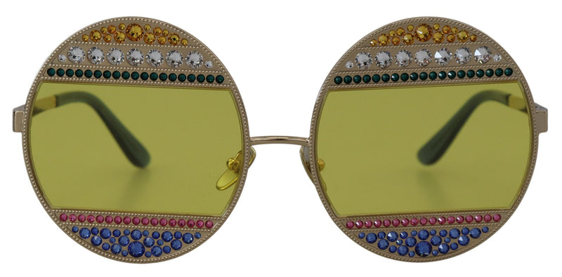 Gold Oval Metal Crystals Shades DG2209B Sunglasses-Dolce & Gabbana-LabelTerrace.com