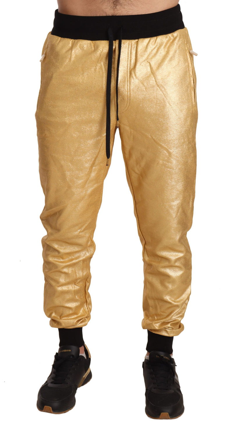 Gold Pig Of The Year Cotton Trousers Pants-Dolce & Gabbana-LabelTerrace.com