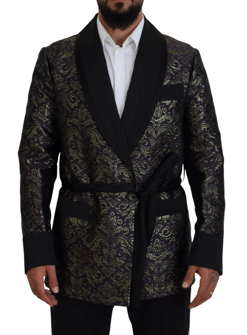 Gold Purple Baroque Jacket Blazer Robe-Dolce & Gabbana-LabelTerrace.com