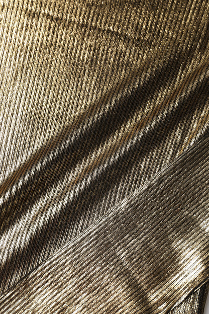 Gold Round Neck Long Sleeve Pullover Top-Dolce & Gabbana-LabelTerrace.com