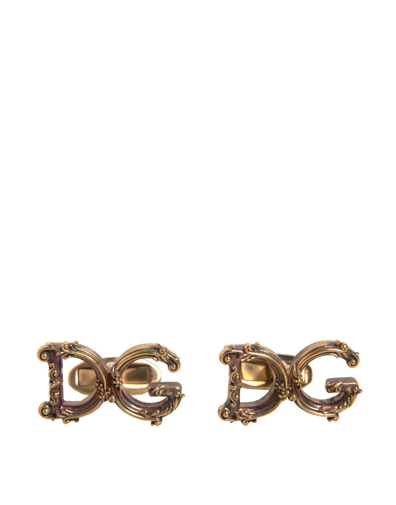 Gold Tone 925 Sterling Silver DG Logo Cufflink-Dolce & Gabbana-LabelTerrace.com